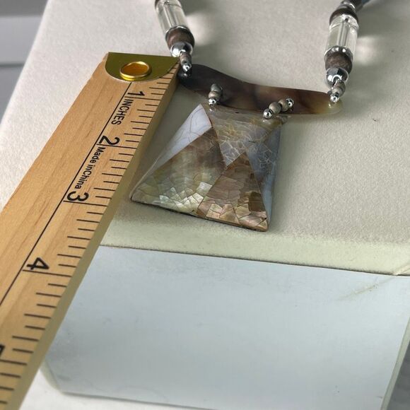 Mother of pearl abalone mosaic necklace boho festival - Picture 5 of 7